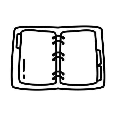 stationary concept, notebook icon over white background, line doodle style, vector illustrationのイラスト素材