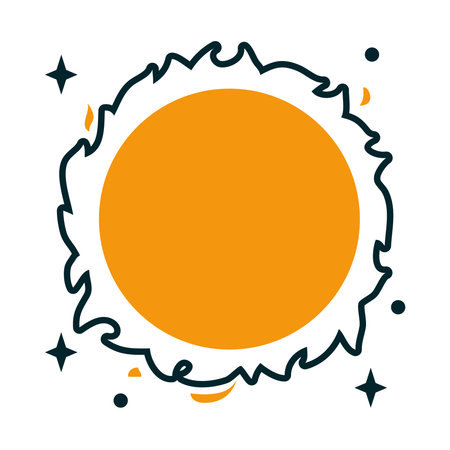 space sun with stars around over white background, half line half color style, vector illustrationのイラスト素材