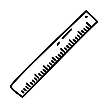 stationary concept, ruler icon over white background, line doodle style, vector illustrationのイラスト素材