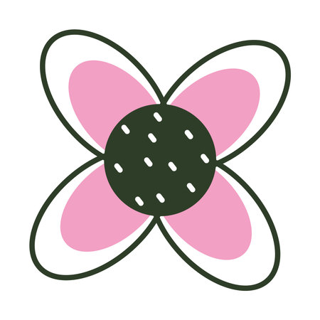 cute flower icon over white background, half line half color style, vector illustrationのイラスト素材