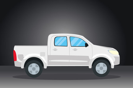icon of gray pickup over black background, colorful design, vector illustrationのイラスト素材