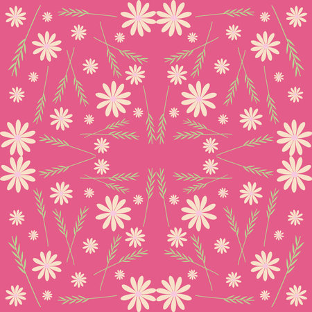 flowers and leaves pink seamless pattern, colorful design, vector illustrationのイラスト素材