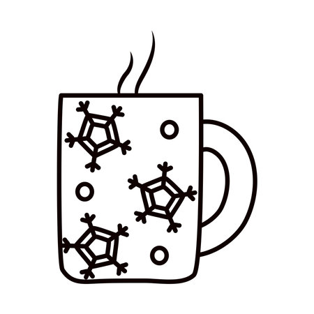 merry christmas chocolate mug with snowflakes design, winter season and decoration theme Vector illustrationのイラスト素材