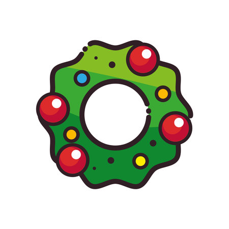 merry christmas crown with spheres flat style icon design, winter season and decoration theme Vector illustrationのイラスト素材