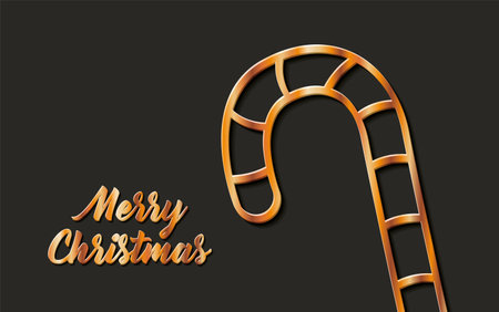 merry christmas gold candy cane design, winter season and decoration theme Vector illustrationのイラスト素材