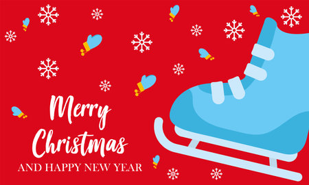 merry christmas and happy new year rolling skate design, winter season and decoration theme Vector illustrationのイラスト素材