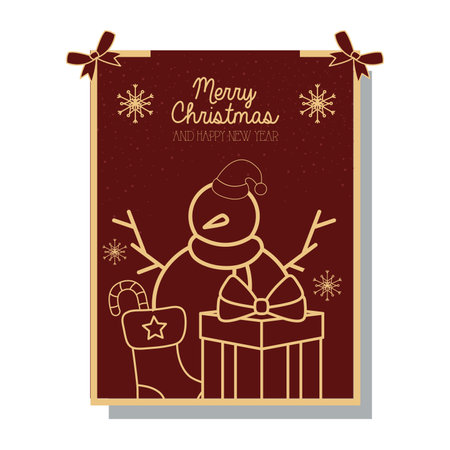 merry christmas snowman boot and gift design, winter season and decoration theme Vector illustrationのイラスト素材