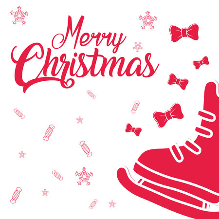 merry christmas rolling skate and bowties design, winter season and decoration theme Vector illustrationのイラスト素材