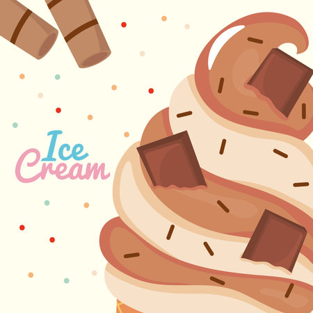 chocolate ice cream design over white background, colorful design, vector illustrationのイラスト素材