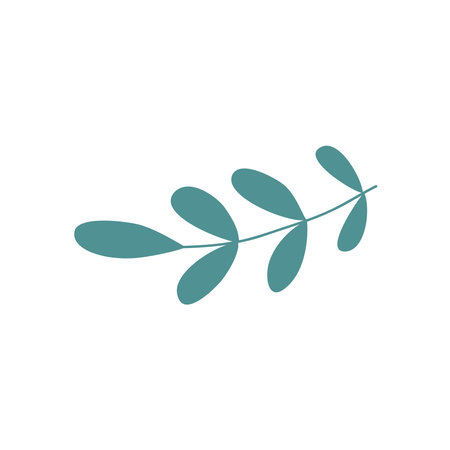 branch with blue leaves over white background, colorful design, vector illustrationのイラスト素材