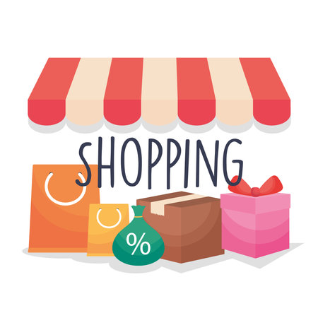 shopping bags box and gift design of commerce and market theme Vector illustrationのイラスト素材