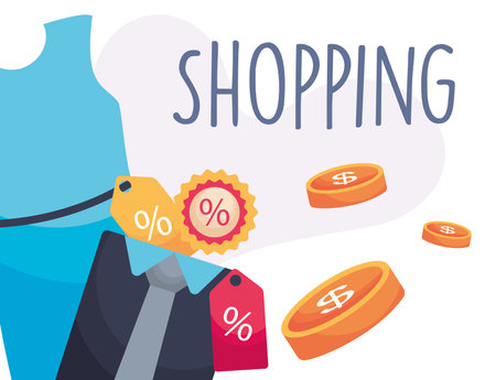 shopping cloth with coins design of commerce and market theme Vector illustrationのイラスト素材