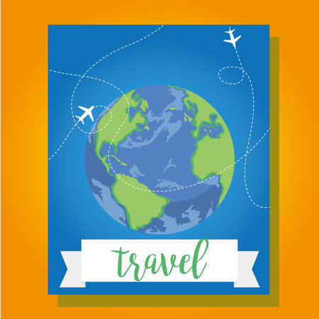 travel airplanes around world design, trip tourism and journey theme Vector illustrationのイラスト素材