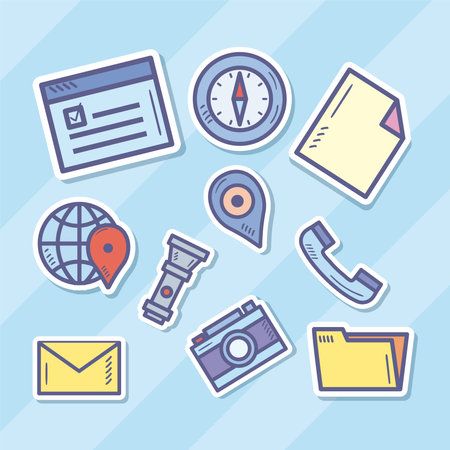 Digital marketing stickers icon set design, ecommerce theme Vector illustrationのイラスト素材