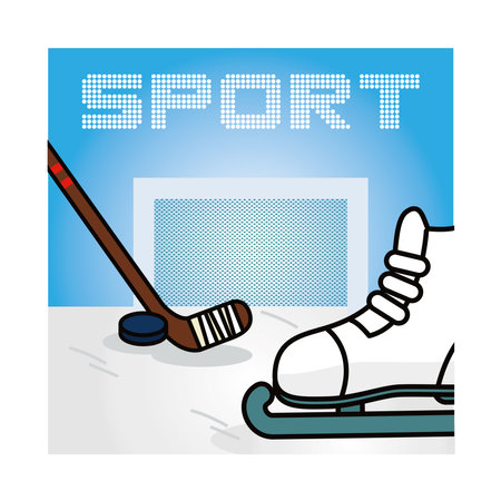sport hockey stick and rolling skate design, hobby competition game and training theme Vector illustrationのイラスト素材