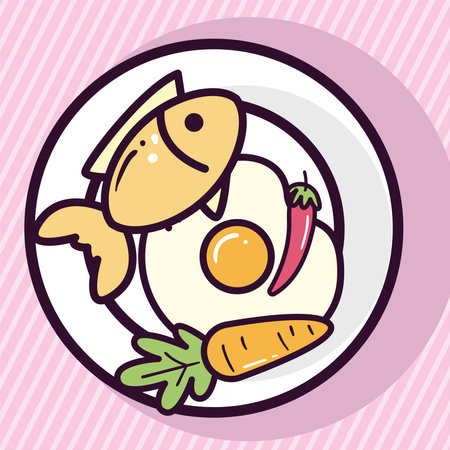 fish egg and carrot on plate design of food eat restaurant and menu theme Vector illustrationのイラスト素材
