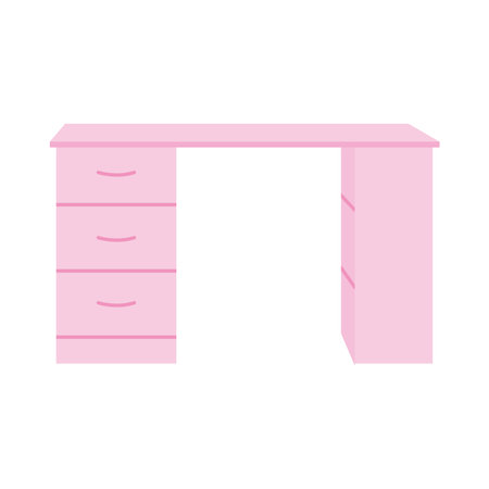 pink desk icon over white background, colorful design, vector illustrationのイラスト素材
