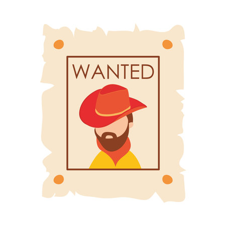 Wild west concept, wanted poster with cowbow image over white background, colorful design, vector illustrationのイラスト素材