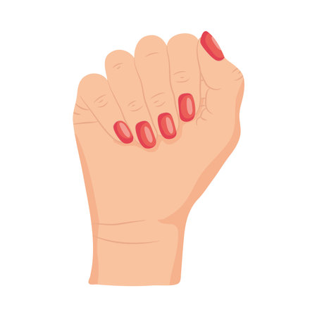 hand showing the red nails over white background, colorful design, vector illustrationのイラスト素材