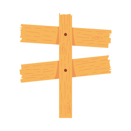 wooden road sign icon over white background, colorful design, vector illustrationのイラスト素材
