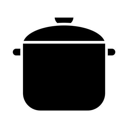 cooking pot icon over white background, silhouette style, vector illustrationのイラスト素材