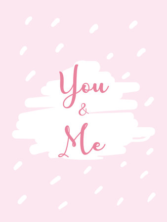 you and me card with white lines design of Love passion romantic valentines day theme Vector illustrationのイラスト素材