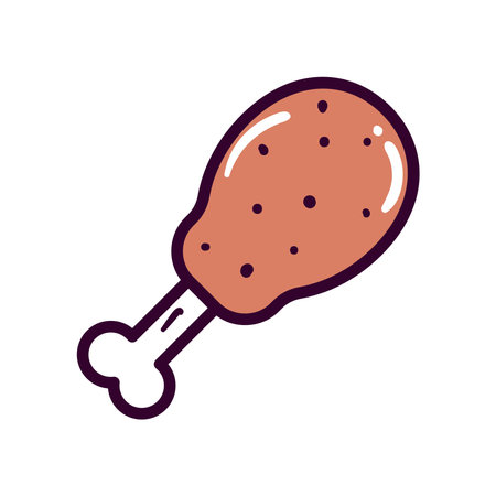 chicken line and fill style icon design of food eat restaurant and menu theme Vector illustrationのイラスト素材