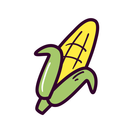 Corn line and fill style icon design, Food vegetable agriculture green and plant theme Vector illustrationのイラスト素材