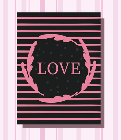 pink black and striped love card design of Passion romantic valentines day theme Vector illustrationのイラスト素材