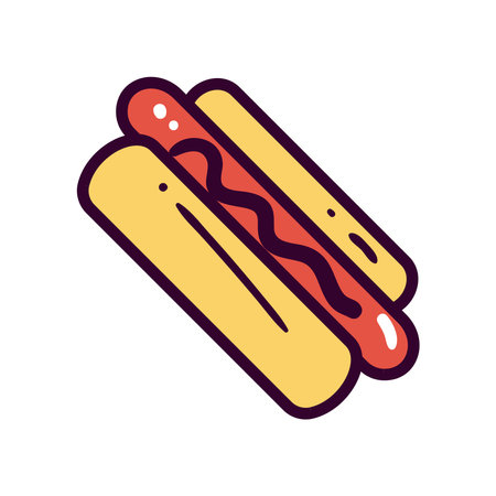 hot dog line and fill style icon design of food eat restaurant and menu theme Vector illustrationのイラスト素材