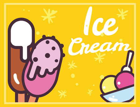 Ice creams with sticks and cup design, Sweet and dessert theme Vector illustrationのイラスト素材