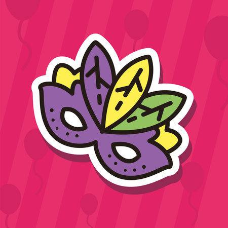 Mardi gras mask with feathers on pink background design, Party carnival decoration celebration and festival theme Vector illustrationのイラスト素材