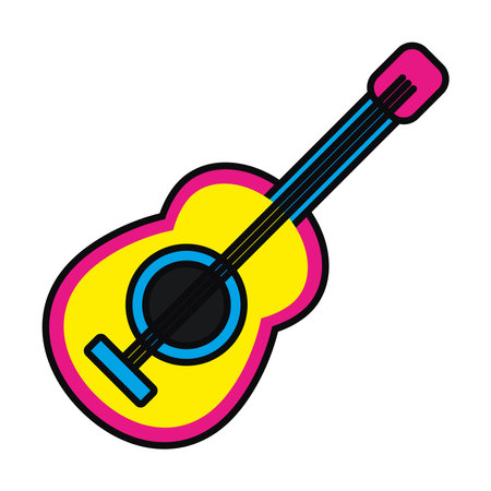musical guitar icon over white background, colorful design, vector illustrationのイラスト素材