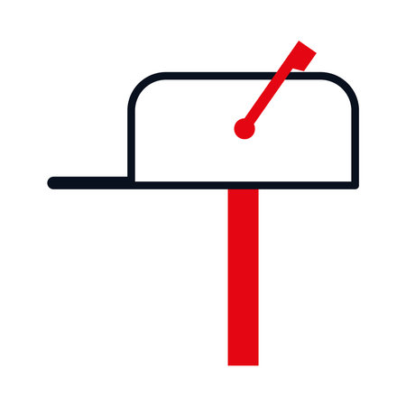 icon of mailbox over white background, half line half color style, vector illustrationのイラスト素材