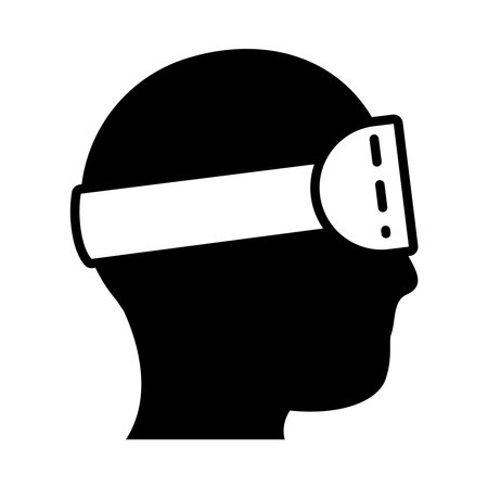 augmented reality design, vr glasses icon over white background, line style, vector illustrationのイラスト素材