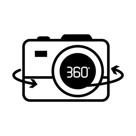 augmented reality design, 360 degree camera icon over white background, line style, vector illustrationのイラスト素材