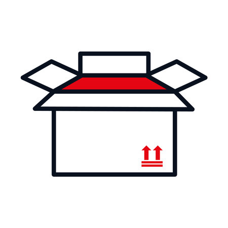 open package box icon over white background, half line half color style, vector illustrationのイラスト素材