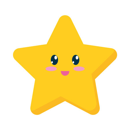 kawaii star icon over white background, flat style, vector illustrationのイラスト素材