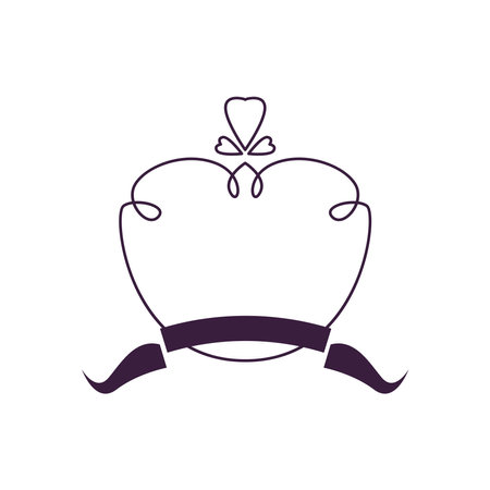 Vintage line label frame with ribbon and heart design of retro and decorative theme Vector illustrationのイラスト素材