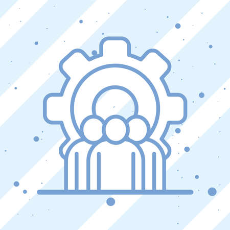 Businesspeople avatars with gear on striped background design, Teamwork business management people and corporate theme Vector illustrationのイラスト素材