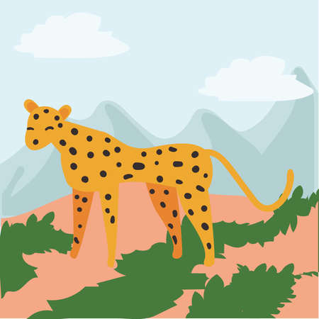 leopard at jungle landscape design, Animal zoo and life theme Vector illustrationのイラスト素材