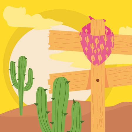 Wild west road sign with scarf design, Western America and usa theme Vector illustrationのイラスト素材