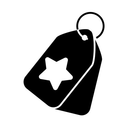 price tags with star icon over white background, silhouette style, vector illustrationのイラスト素材
