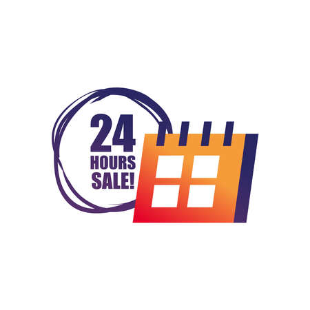 24 hours sale with calendar design, sale offer shopping and discount theme Vector illustrationのイラスト素材