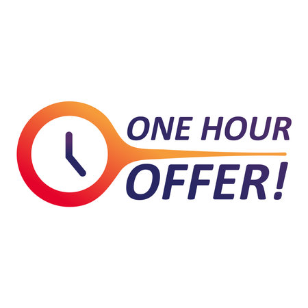 one hour offer with clock design, sale offer shopping and discount theme Vector illustrationのイラスト素材