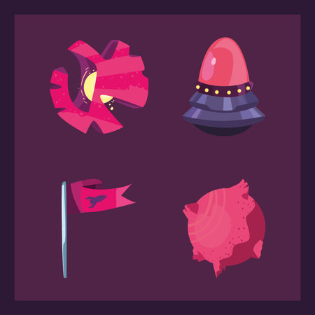 Space icon collection of universe cosmos and futuristic theme Vector illustration