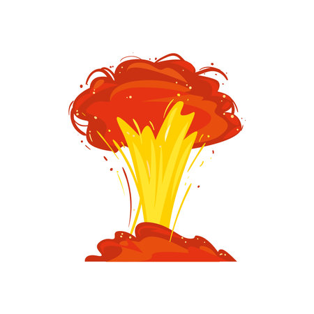 Military explosion in red and yellow colors design, Weapon destruction war and boom theme Vector illustrationのイラスト素材
