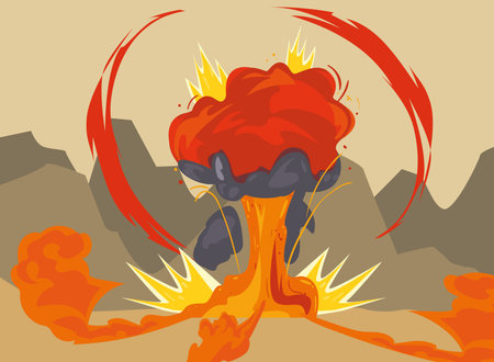 Military explosion flame with red smoke design, Weapon destruction war and boom theme Vector illustrationのイラスト素材