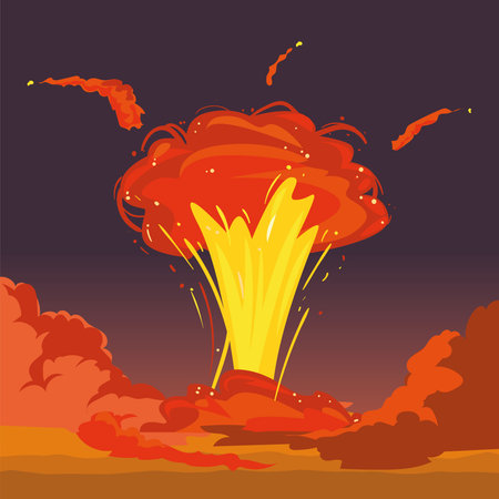 Military explosion flame cartoon design, Weapon destruction war and boom theme Vector illustration