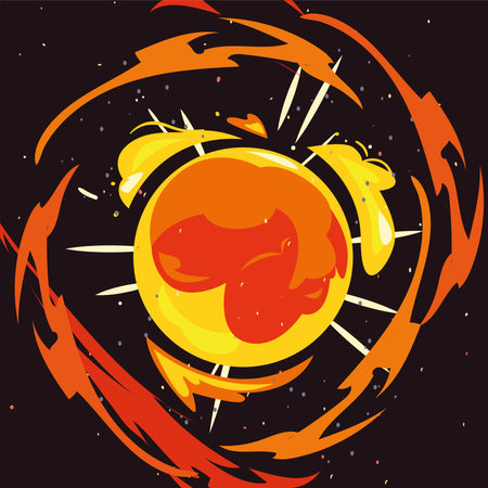 Military explosion flame bubble at night design, Weapon destruction war and boom theme Vector illustrationのイラスト素材